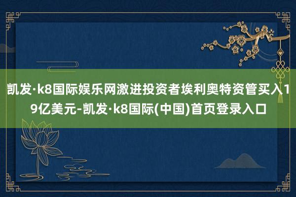 凯发·k8国际娱乐网激进投资者埃利奥特资管买入19亿美元-凯发·k8国际(中国)首页登录入口