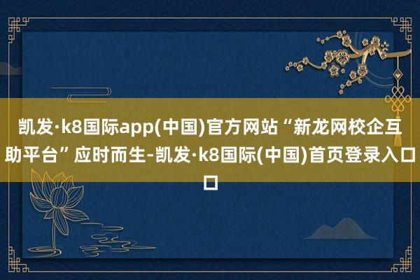 凯发·k8国际app(中国)官方网站“新龙网校企互助平台”应时而生-凯发·k8国际(中国)首页登录入口